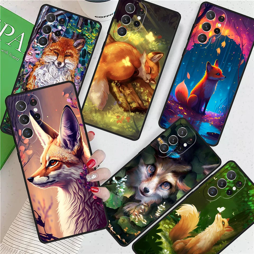 Animal Fox Cute For Samsung Galaxy S24 Ultra S21 S22 S8 S9 S10E Note 10 20 Plus FE S23 Phone case Cover Coque