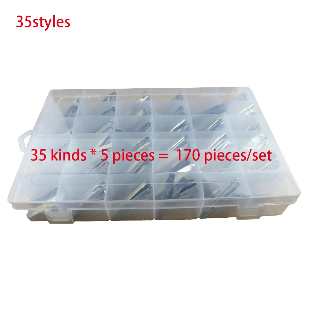 Car Key Blade 35 Types 175PCS Original Engraved Line Key for 2 In 1 Scale Shearing Teeth Blank Remote Key Blade Locksmith Tools