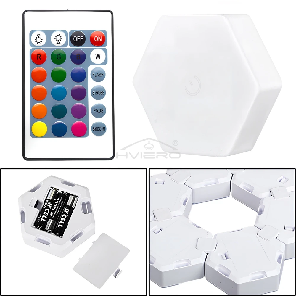 Imagem -06 - Lâmpada de Parede Rgb Sala Led Quantum Hexágono Luz Sensor Toque Favo Mel Colorido Controle Modular Noite Decoração para Quarto Interior