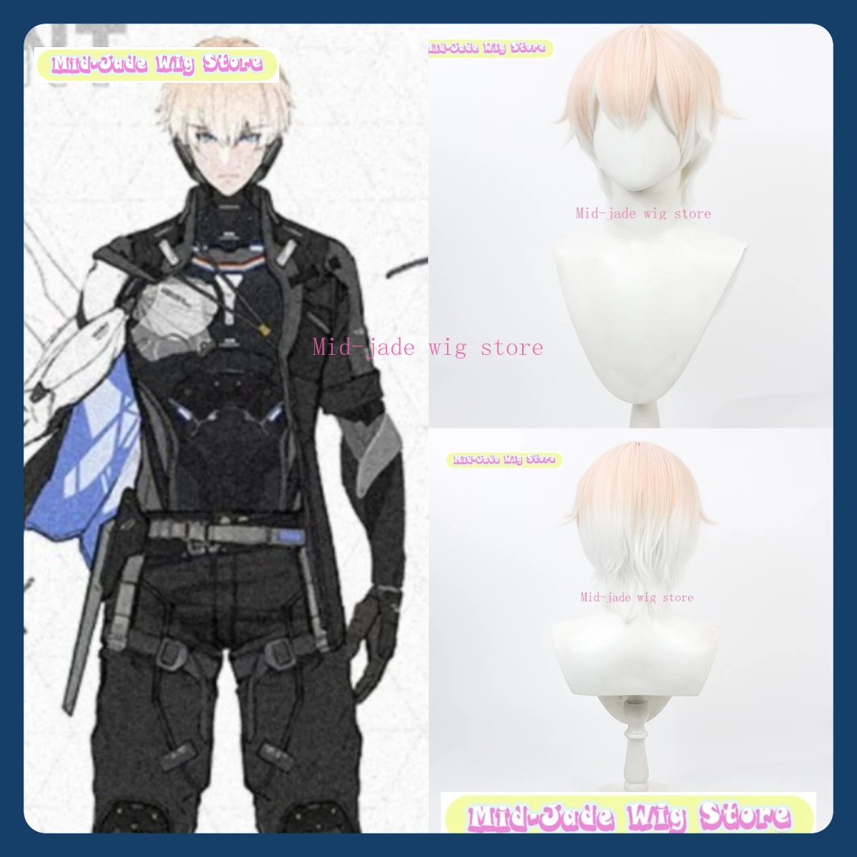 ミッドジェイドウィッグストア罰グレーレイヴンリーハイパーリアルコスプレウィッグアニメゲームロールプレイング人工毛衣装小道具