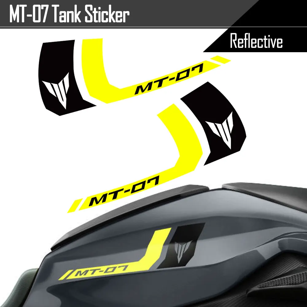 

For Yamaha MT-07 MT07 Twin Stripes Fuel Tank Reflective Stickers Motorcycle Waterproof Accessories Decals