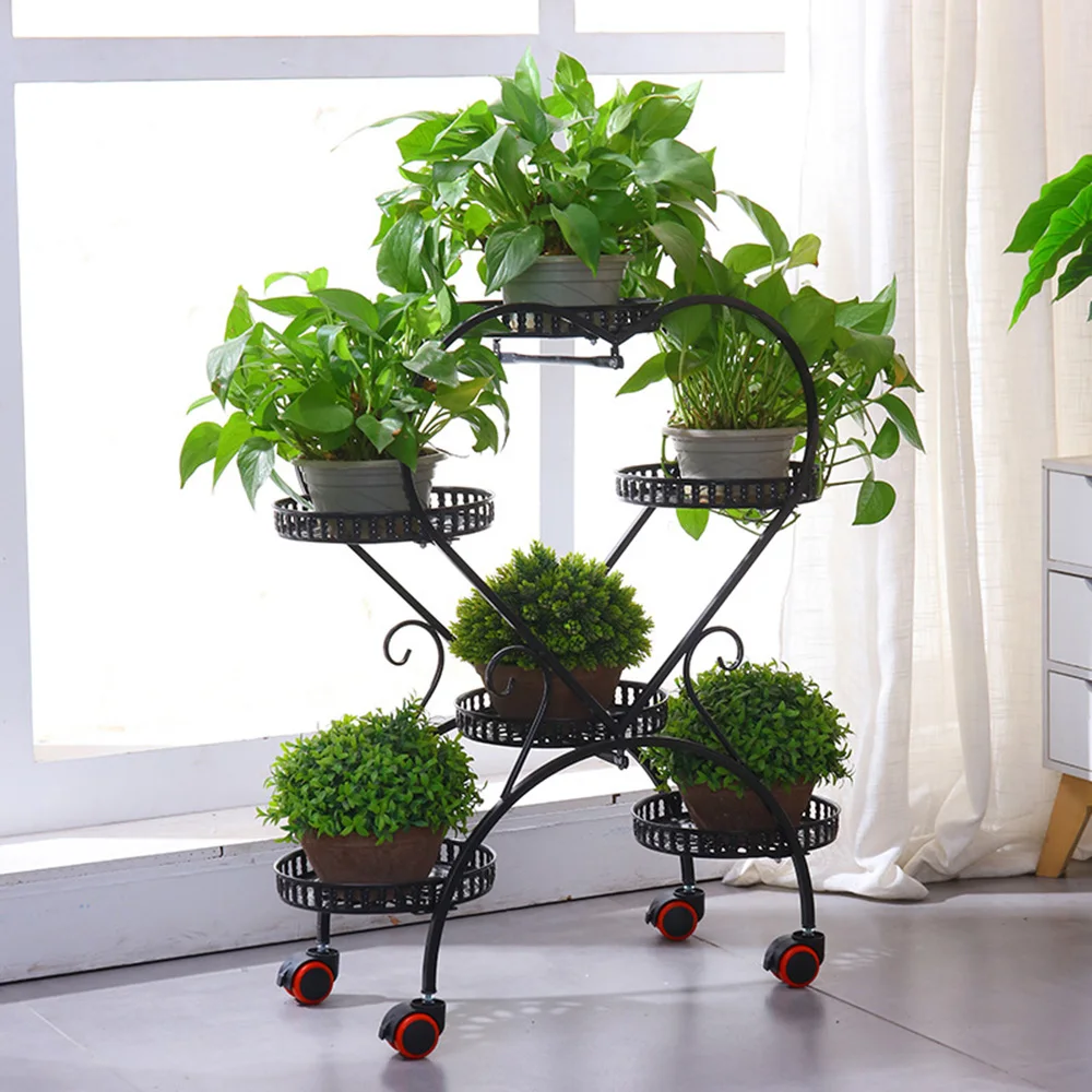 

Metal Plant Stands 6 Pots Plants Heart Shaped Flower Stand for Patio, Garden, Living Room, Corner Balcony and Bedroom