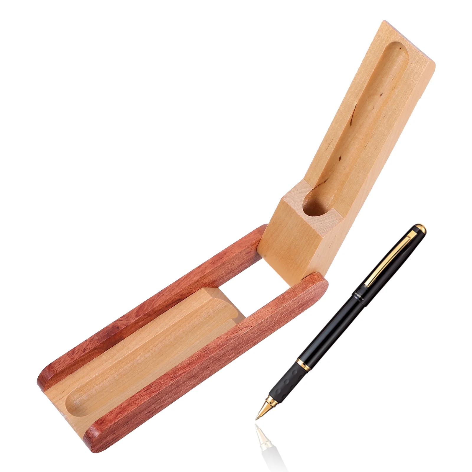 

Solid Wood Pen Box Design Color Blocking Office Stationery Storage ganizer Sealing Desktop Container for Fountain Pens