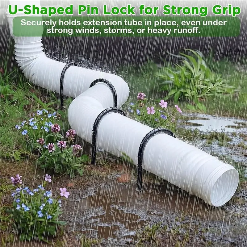 N96R Wind& Rain Gutter Downspout Extension Fixing Pin(4 Pcs), Metal Ground Stakes For 4