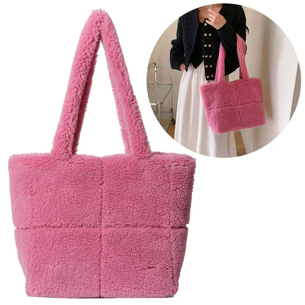 فو الفراء حقيبة يد المرأة عادية امبسوول حمل حقيبة خفيفة الوزن غامض حقيبة كتف فروي الإبط حقيبة المتسوق حقيبة حقيبة #1