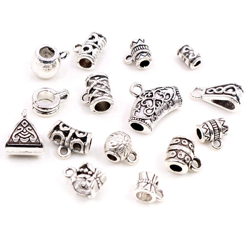 20 sztuk/partia DIY Handmade koraliki Bails zawieszki tworzenia biżuterii DIY naszyjnik Antique srebrny kolor Bails wisiorek Charm koraliki Bails