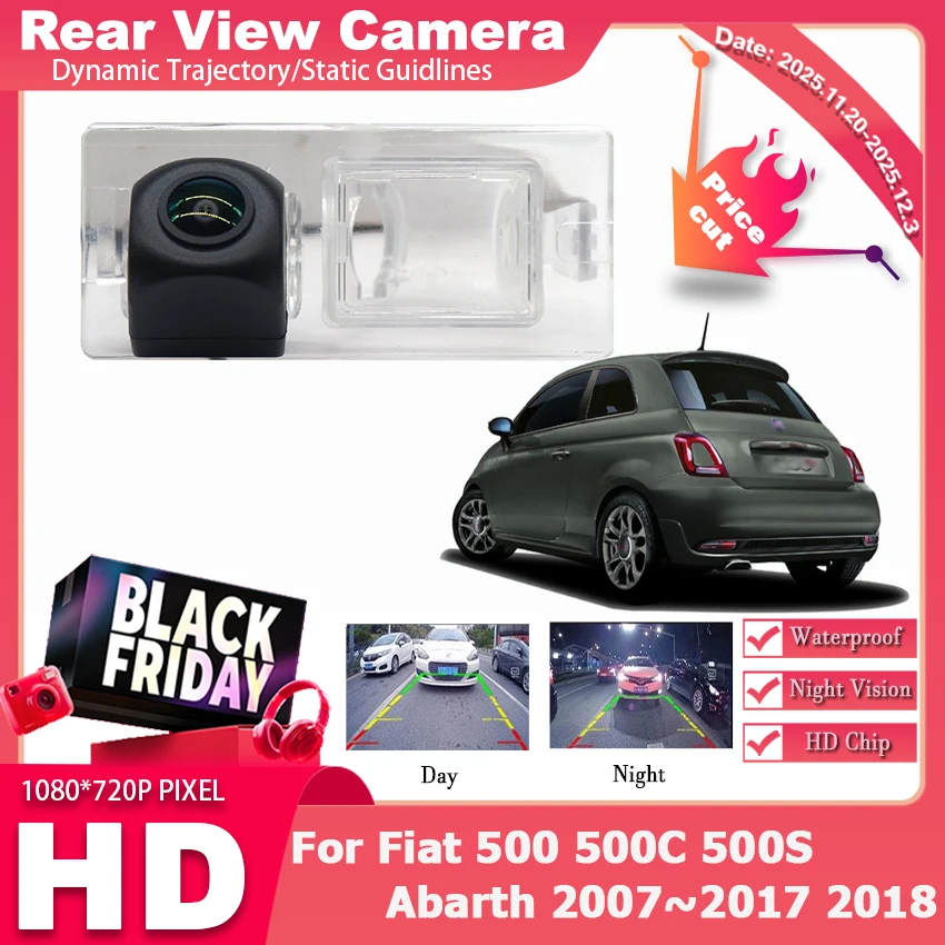 

Автомобильная камера ночного видения с рыбьими глазами, водонепроницаемая автомобильная камера заднего вида для Fiat 500 500C 500S Abarth 2007 ~ 2018 CCD AHD, высокое качество