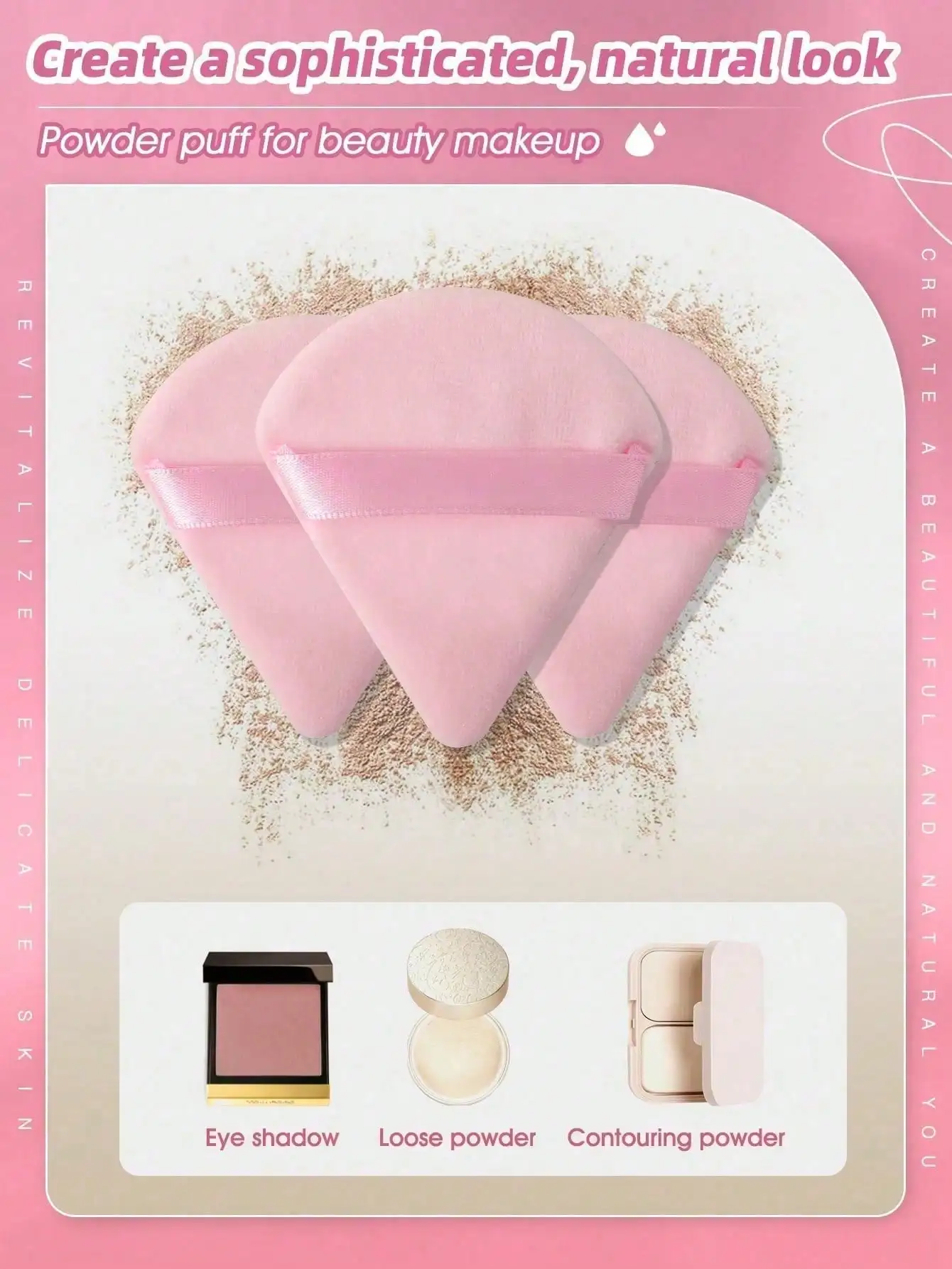 20/10/3/1pc 三角ベルベットメイクアップパウダーパフ、フェイシャルパウダーパフ、再利用可能なメイクアップパウダーパフ、アイメイクアップパウダーパフ