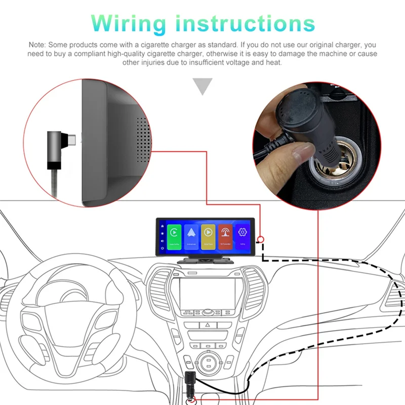 10.26Inch Wireless Carplay & Android Auto Car Stereo with Voice Control FM Transmitter Bluetooth Mirrorlink