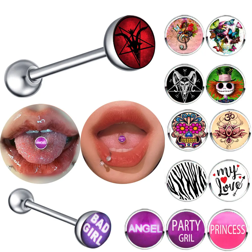 1PC 28 Styles Tongue Ring Piercing Sexy Tongue Barbell Surgical Stainless Steel Cross Nightclub Bar Stud Piercing Body Jewelry