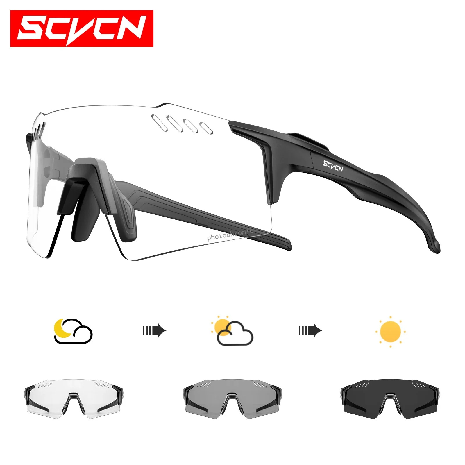SCVCN Outdoor Photochrome Sonnenbrille Sport Fahrrad Radfahren Gläser Mann MTB Klettern Gläser Brillen Frauen Fahren Fahrrad Brille