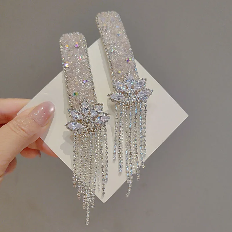 

Заколка для волос с хрустальной кисточкой, женская новая изысканная заколка с боковой заколкой, челка на лоб, одно слово, аксессуары для волос, головной убор