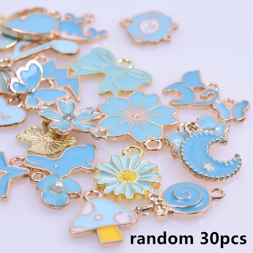 30/60/100 Stück zufällige Mischung Emaille/Tropfenöl Charms für Schmuckherstellung Bulk Schmuckstücke Charm Blume Herz Tier Tasche Charm DIY Anhänger