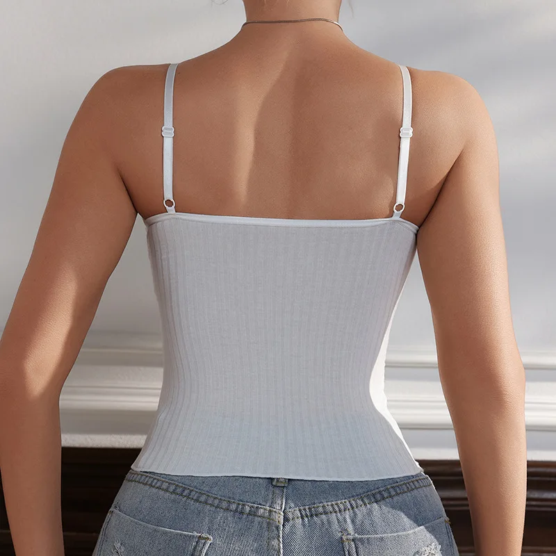 Women's Viscose White Camisole Slim Fit Comfortable Breathable Vest Female Adjustable Shoulder Strap Low-cut Tank Top 2024 New