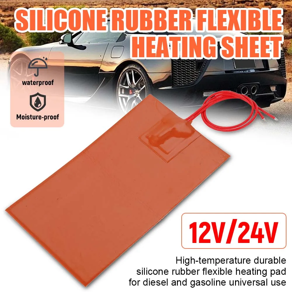 

12V/24V Silicone Engine Oil Pan Sump Tank Heater Pad Heating Plate Antifreeze Heater For Car Fuel Tanks Water Tanks Accessories