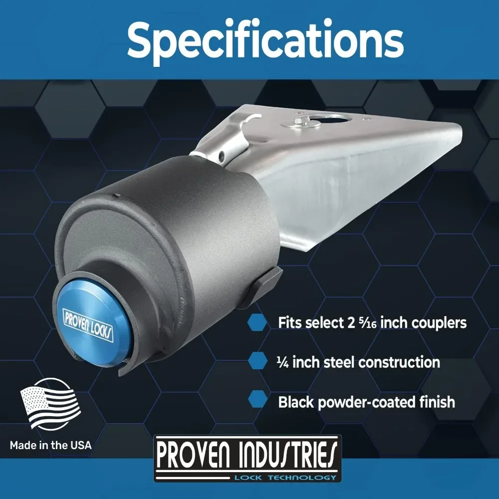 Fast  delivery.Model 2516 Trailer Lock  Fits 2 5/16-Inch Couplers  Secures Safety Chains  Made in The USA  (Blue)