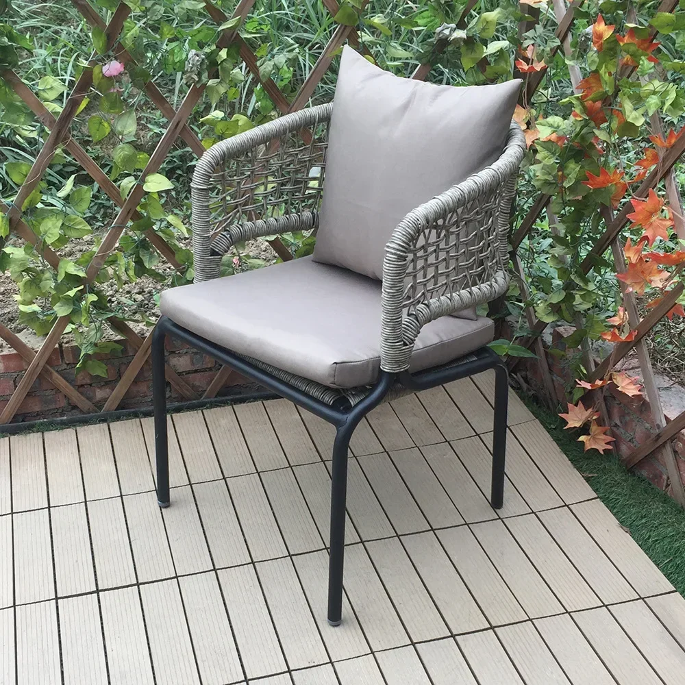 Aluminum alloy outdoor rattan chair, hotel balcony courtyard leisure chair, outdoor cafe armrest dining chair