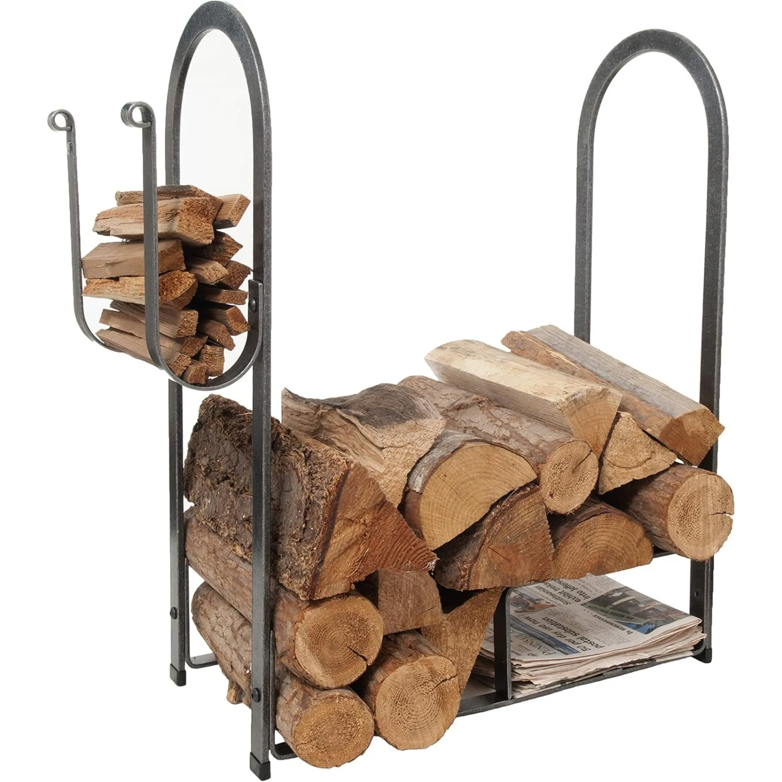 

US Large Fire Center Log Rack, Hammered Steel