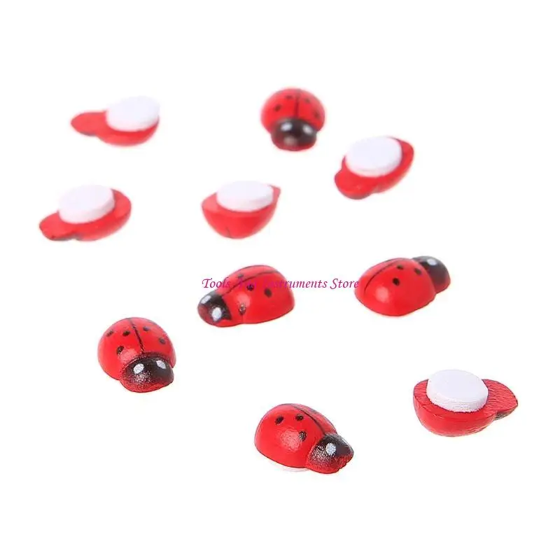 10pcs 미니 무당 벌레 빨간 딱정벌레 딱정벌레 무당 벌집 인형 집 정원 장식 장식 C7Ac