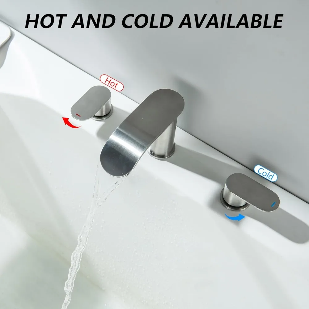 ブラッシュドニッケル 3穴 2ハンドル デッキマウント式 ローマンタブおよびガーデンタブ用蛇口（フィラー付き）