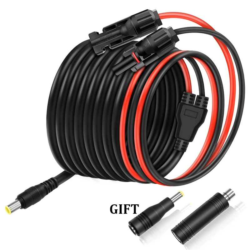 Solar Panel Adapter Extension Cable Solar Connector to DC8mm Cord with DC7909 to DC8020 / DC5525 Converter for Solar Charging