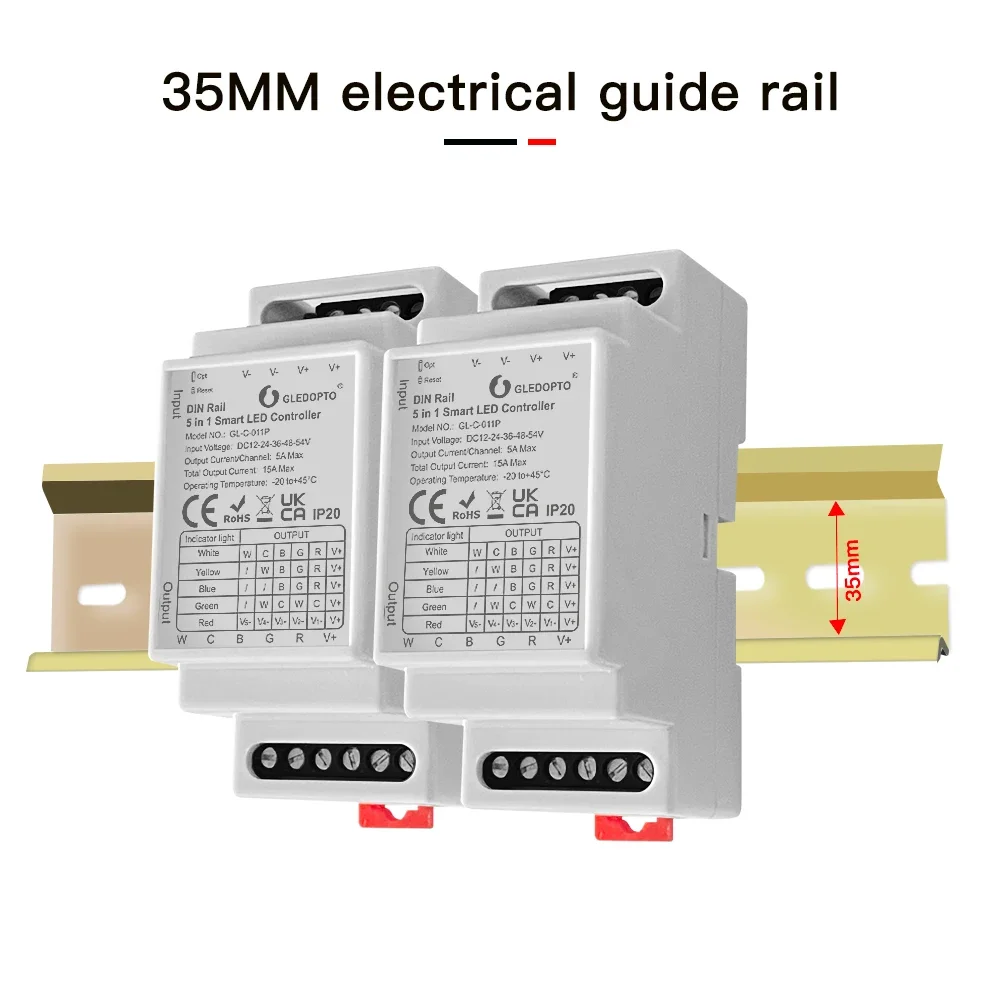 Imagem -03 - Controlador de Led Gledopto Din Rail Zigbee 3.0 Rgbcct Rgbw Rgb Wwcw Cct Dimmer em 1