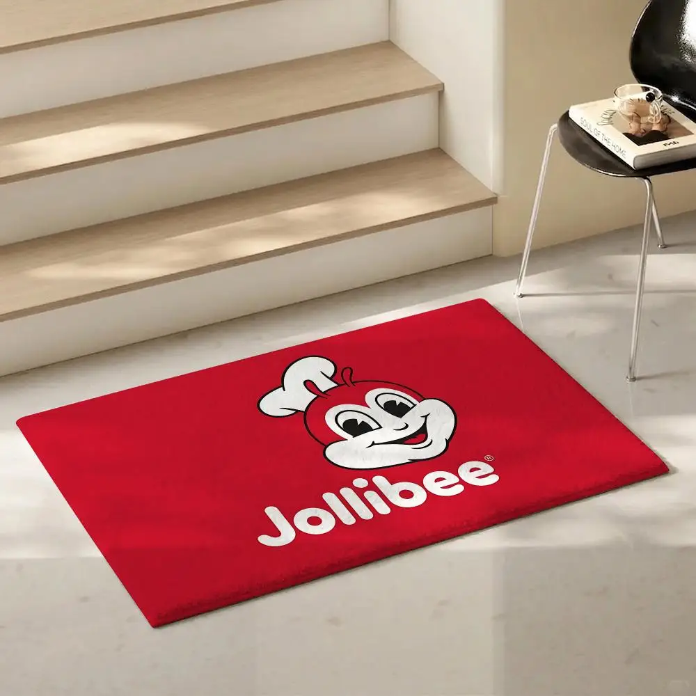 Popular Brand Jollibee Floor Mat Eco-Friendly Flannel Doormat Non-Slip Odorless Soft Short Plush Indoor Floor Rug