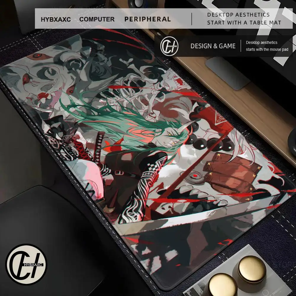 HYBXAXC Desk Mat Anime Game Arknights Hoshiguma Mousepad With Pad Accessories Prime Gaming XXL Keyboard Pad Stitch Padding Mat
