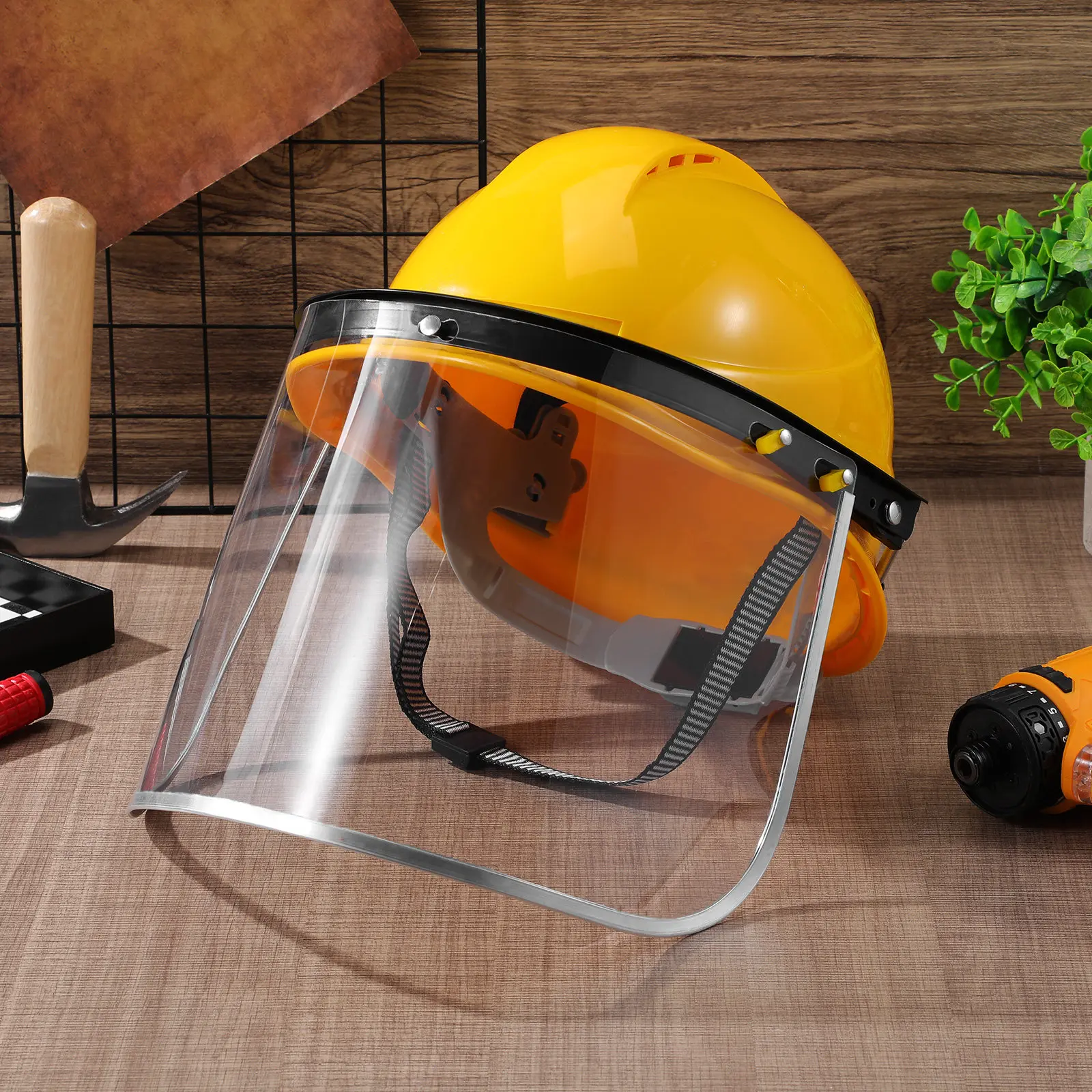 

Clear Transparent Protective Facial Shield Anti-Splash Visor for Hard Hat Grinding Polishing Cutting Safety Mask