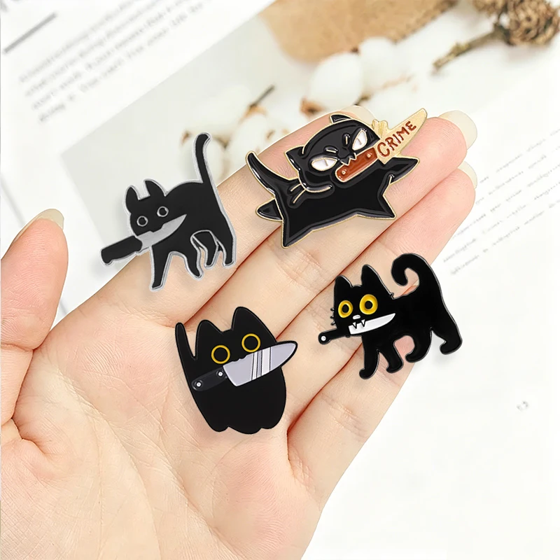 4-9 Stück/Set Cartoon Japan Anime Katzenmesser Emaille-Pins Comedy TV Flork Meme Eidechse Zauberer Frosch Luftschiff Roboter Brosche Schmuck Abzeichen – Detail 14