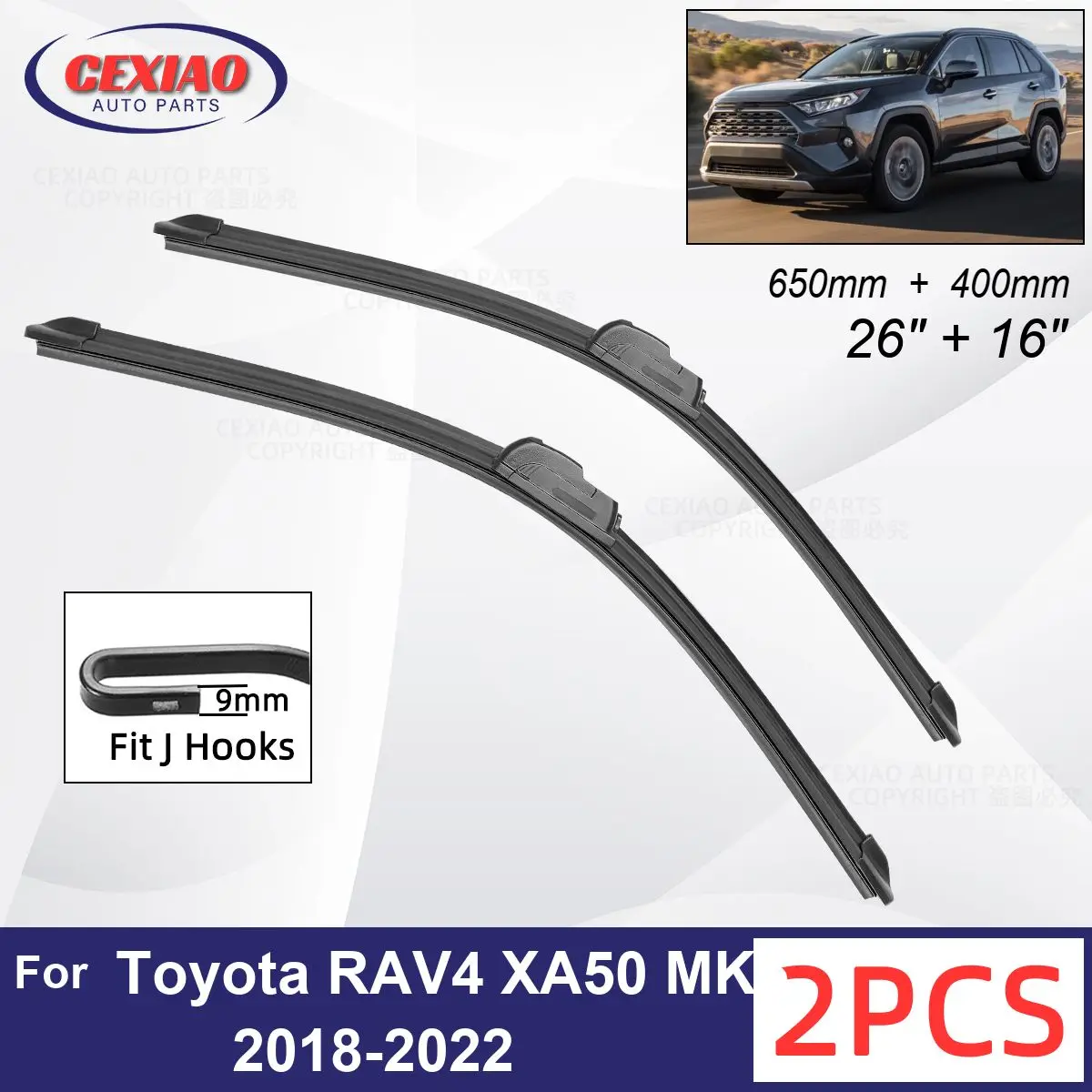 

Car Wiper For Toyota RAV4 XA50 MK5 2018-2022 Front Wiper Blades Soft Rubber Windscreen Wipers Auto Windshield 26"+16"