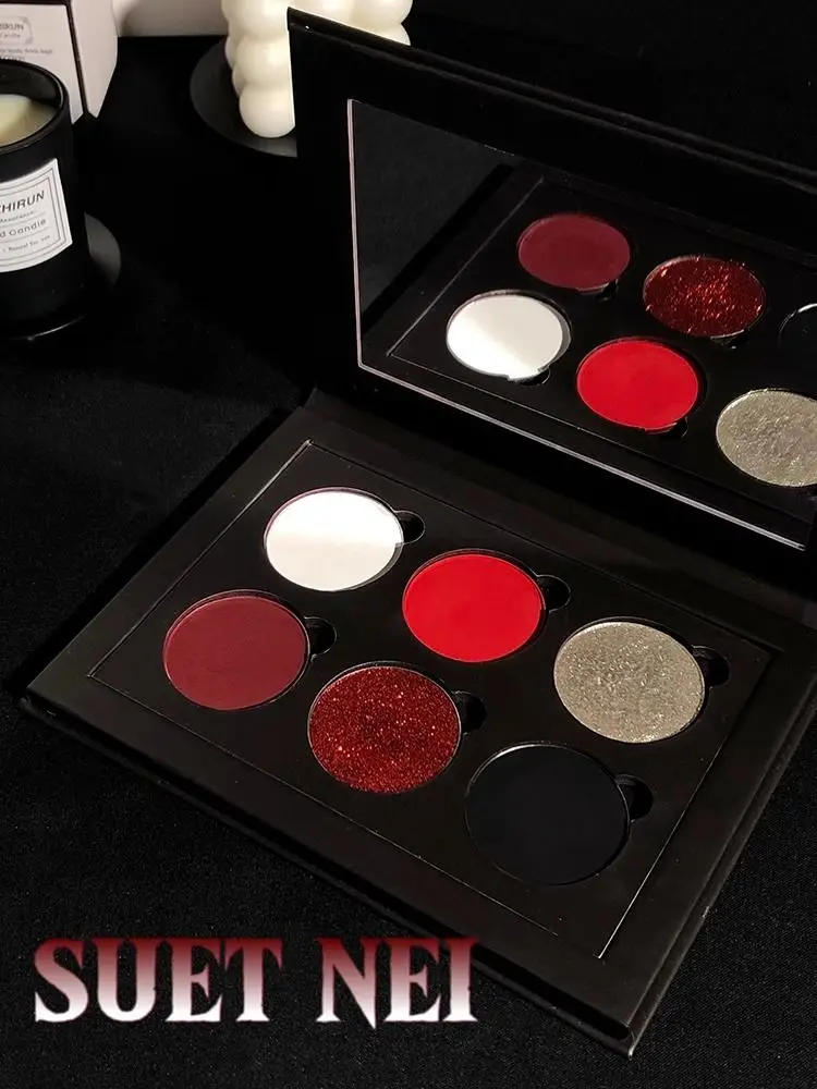 

SUETNEI Sang Yue 6-Color Eyeshadow Palette, Red-Black Gothic Glitter, White And Gray, Sparkling Silver, Long-Lasting Color
