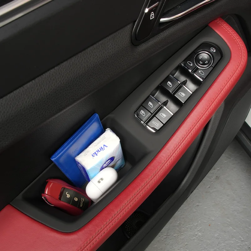 

Car Door Handle Organizer Storage Box For Porsche Macan 2014-2024 LHD Door Panel Protector Sticker Key Phone Holder Accessories