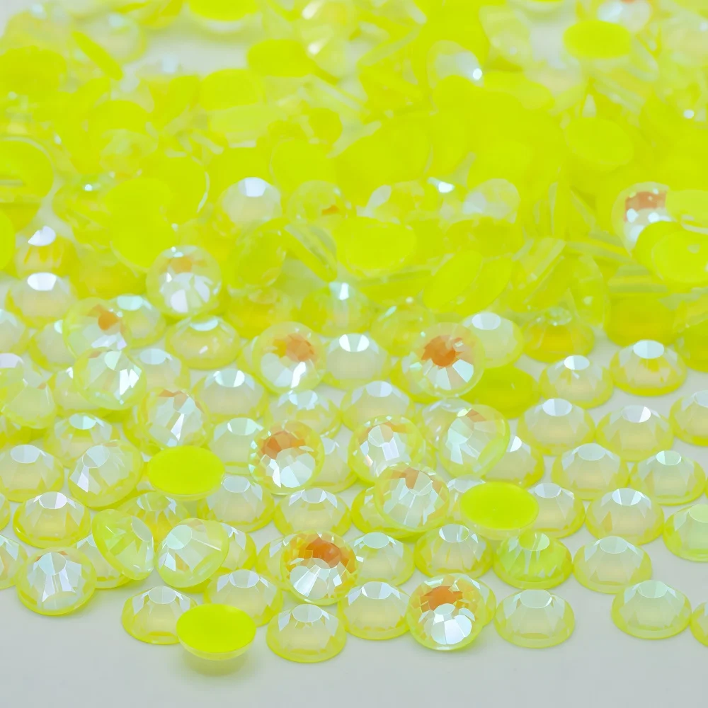 ss6-ss30 Luminous Neon Crystal AB Glass Non Hot Fix Rhinestone Flatback Glue On 3D Glitter Nail Art Rhinestones Decorations