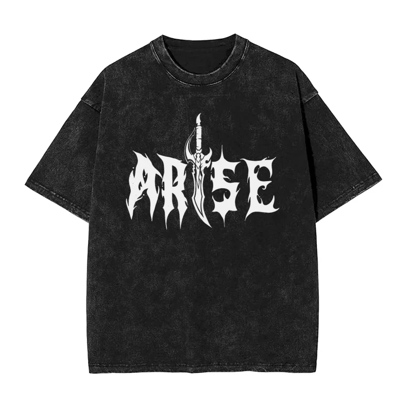 

ARISE 005 Solo Leveling Sung Jinwoo T Shirt Hip Hop Washed 100% Cotton T-Shirt Fashion Men Women Streetwear Printed Tee Shirt