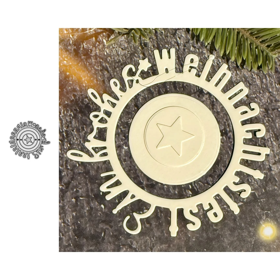 Kreis Ein Frohes Weihnachtsfest Metall-Stanzformen mit rundem Ausschnitt für DIY Scrapbooking, Kartenherstellung, Schablonen, Fotoalben