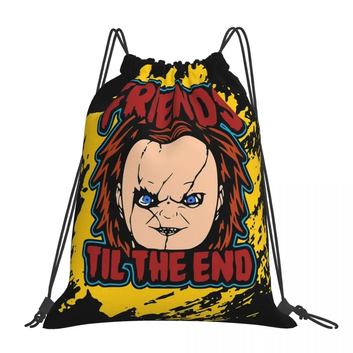 Chucky Childs Play Doll Backpacks Portable Drawstring Bags Drawstring Bundle Pocket Sports Bag BookBag For Man Woman Students