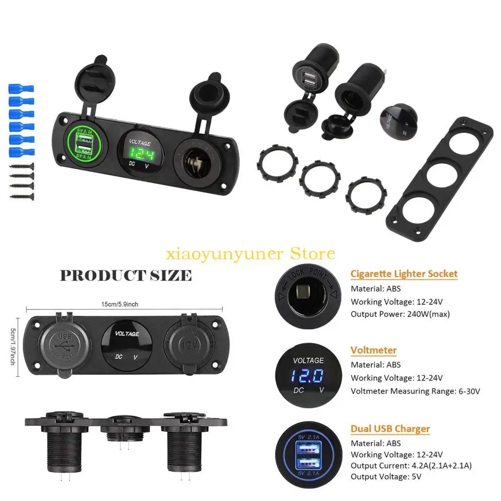 

P9JB Двойное USB-зарядное устройство, зарядное устройство для прикуривателя, быстрое зарядное устройство для мобильных двойной