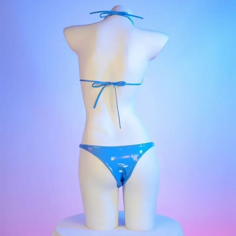 أنيمي Hololive Vtuber Gawr Gura تأثيري حلي المرأة مثير جلدية قطعتين مجموعة البكيني لطيف Kawaii القرش ملابس السباحة الصدرية الملابس الداخلية