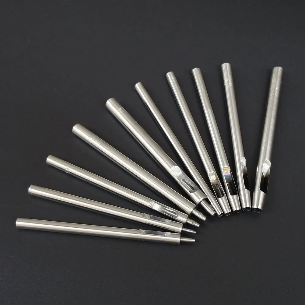 

10 pcs Belt Belt Hole Pounch For Diy Crafts Hollow Punch Set Home Repair Pouch Diy Set Hollow Punch Kit Silver