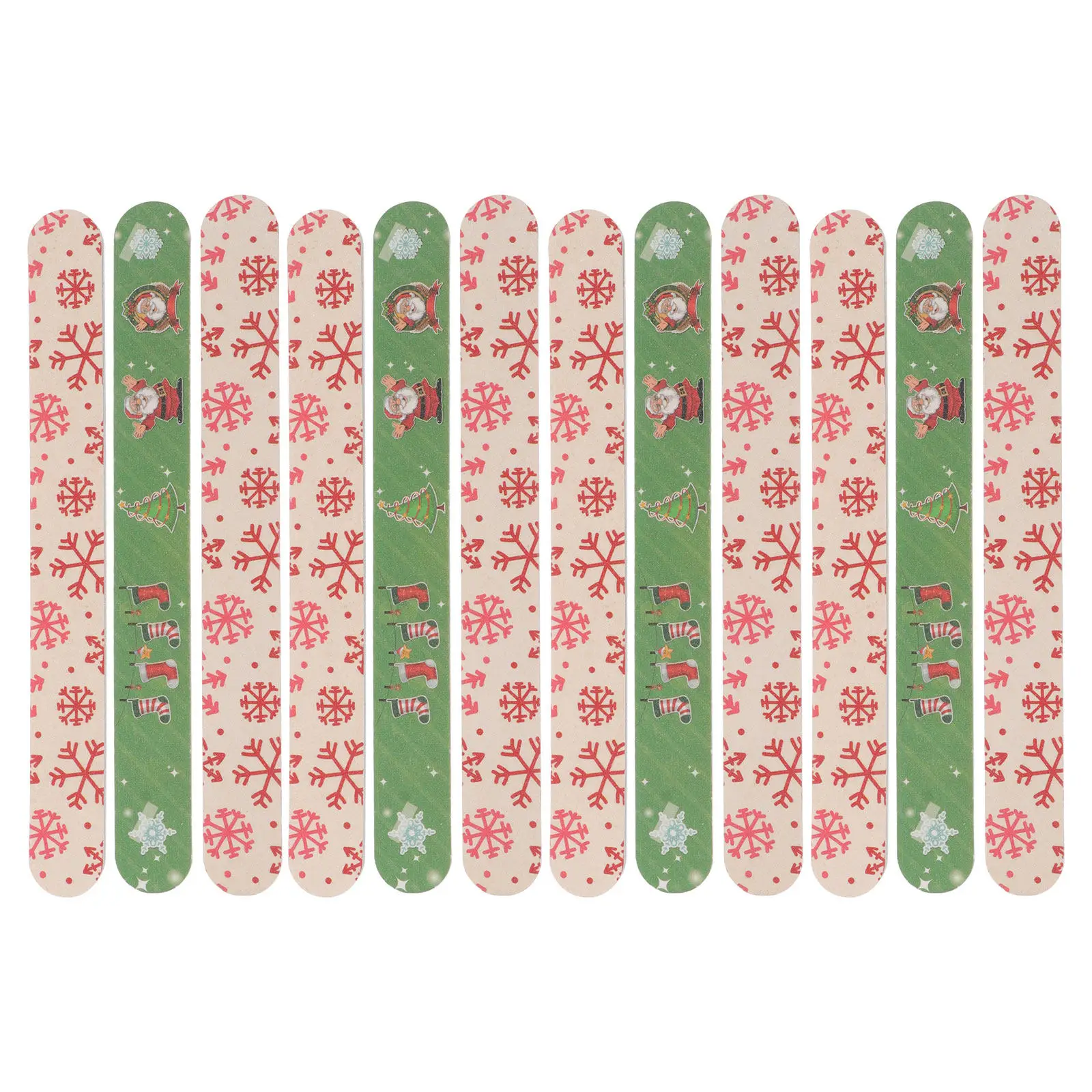

12Pcs Christmas Manicure Nail Files Grit Set Festive Nail Art Tools for False Nails Home Salon Gift Idea