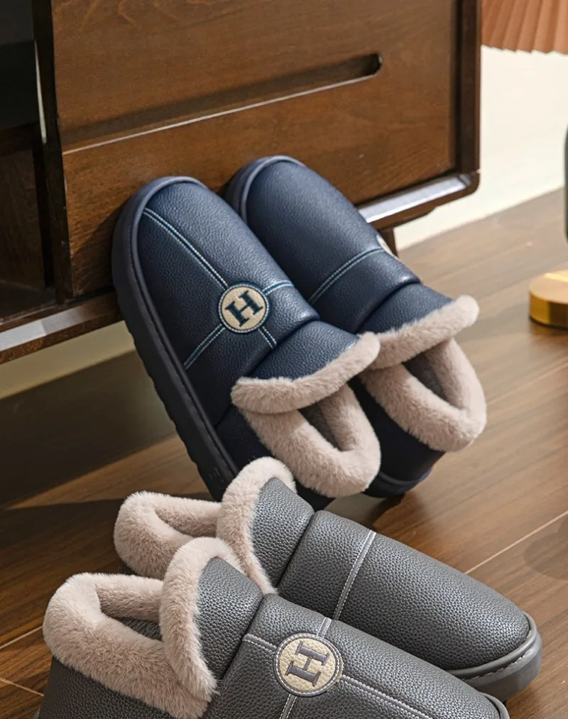Pantofole in cotone da uomo autunno e inverno per interni ed esterni in velluto caldo borsa antiscivolo e scarpe in cotone 2025 Tendenza moda