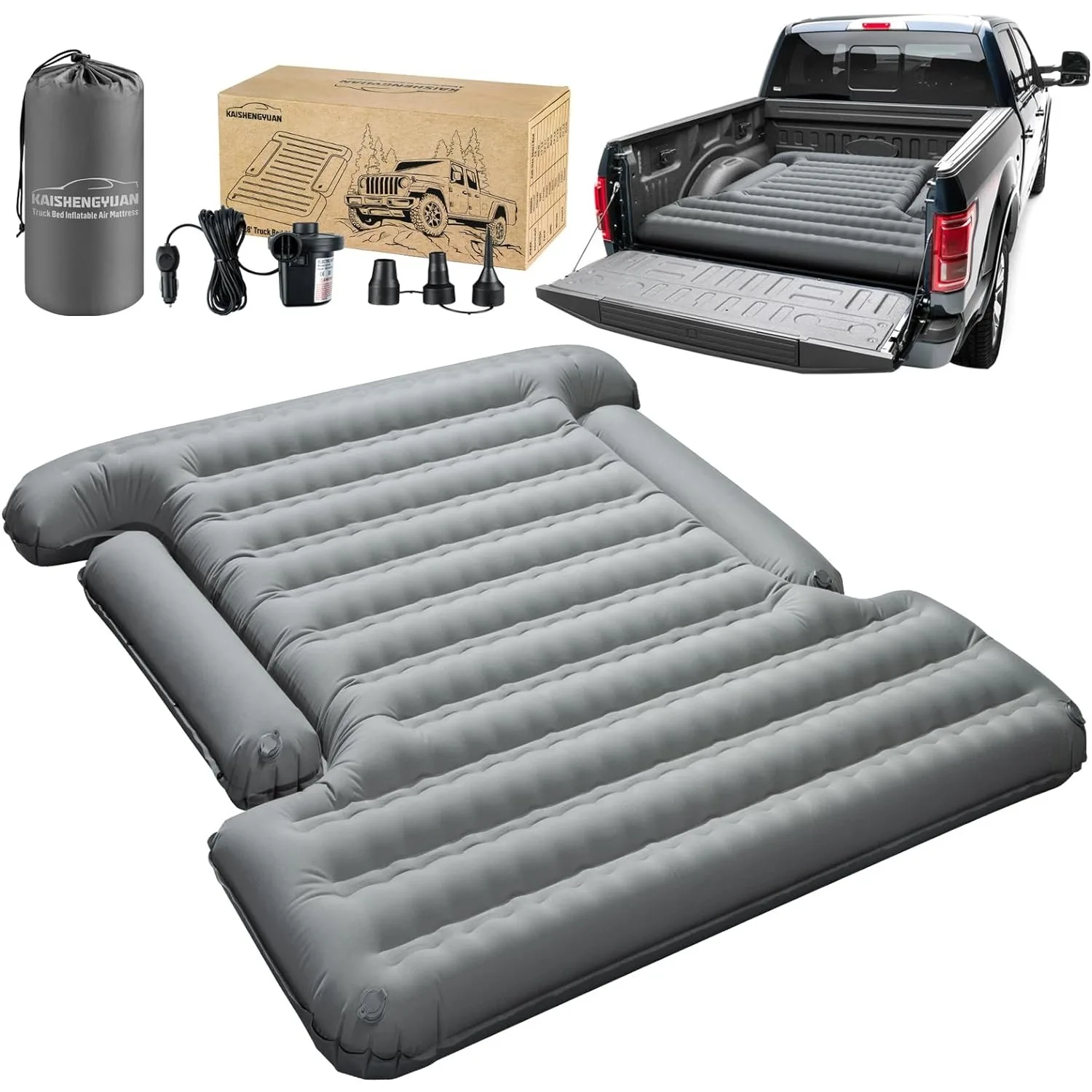 Kaishengyuan Upgraded Truck Bed Air Mattress for Full Size Short Pickup Beds, 5.5-5.8 Ft Inflatable Bed Mattress