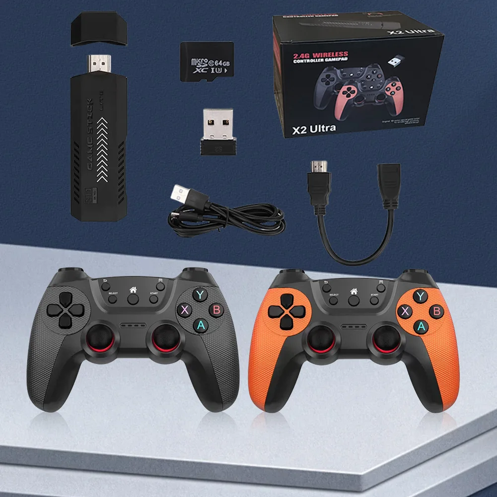 X2 Ultra 4Kゲームスティック ミニTVビデオ 携帯ゲーム機 64G 128G 256G 35000種類以上のレトロゲーム ワイヤレスゲーム機 アーケードエミュレータ