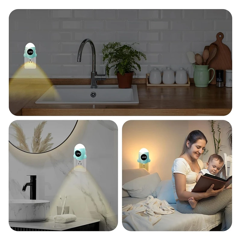 Bathroom Night Light,LED Wall Space Light With Remote & Touch Control, Adjustable Brightness Light For Kids-US Plug