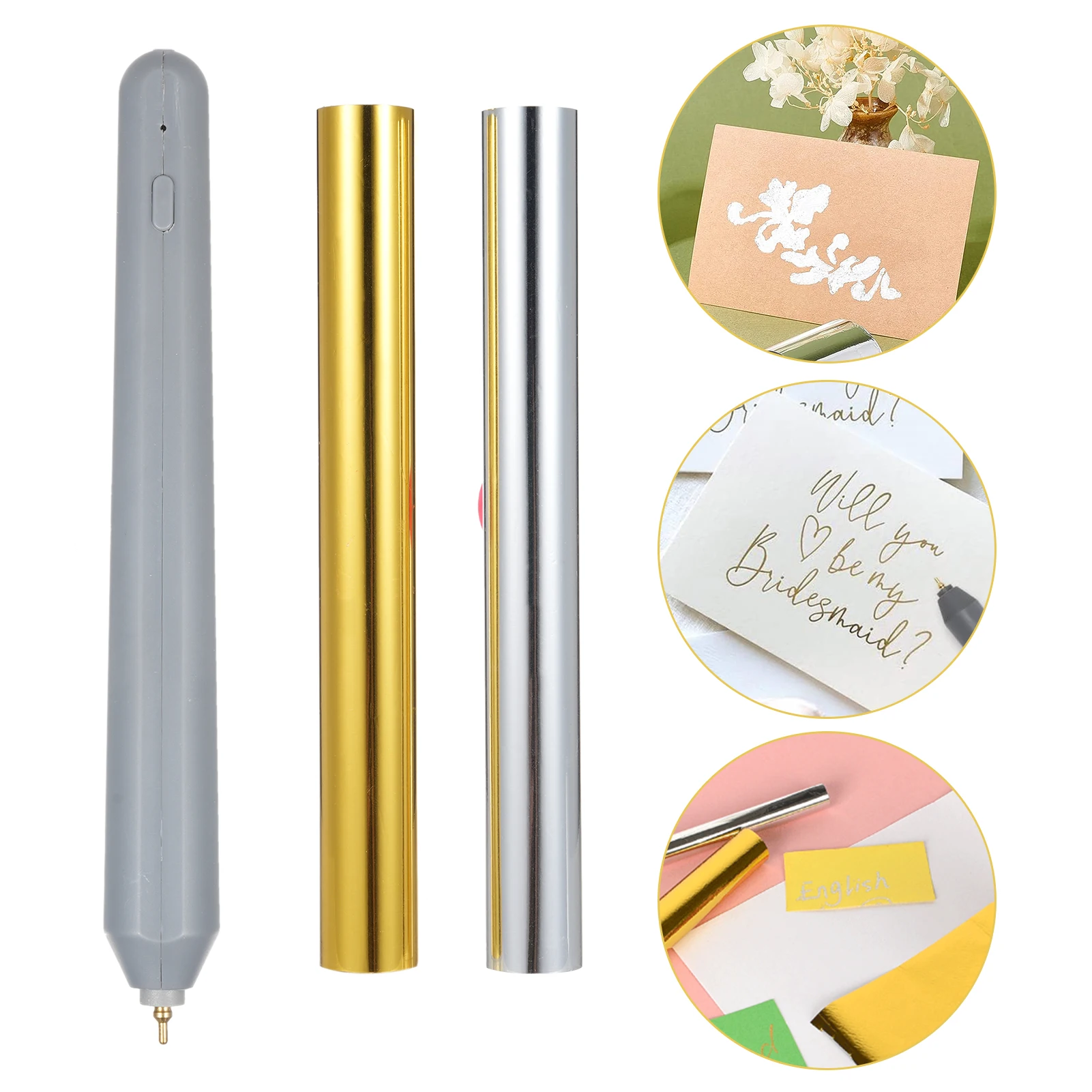 Hot Heated Foil Pens Set, USB Heat Foil Pen for Scrapbooking Tool Kits Gold & Silver Hot Foil Roll for Card Making Craft