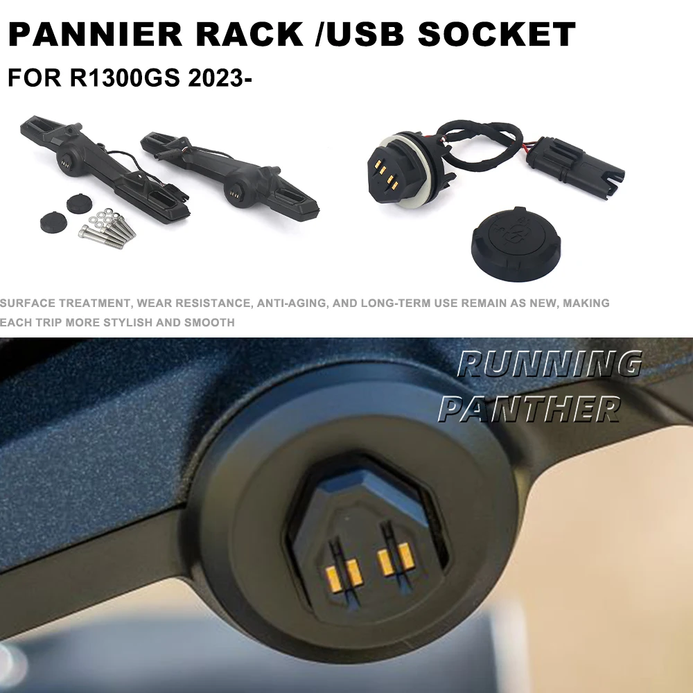 

For BMW R1300 R1300GS 2023-2025 Dual USB Charger Power Socket with Waterproof Lid Cover Holder Motorcycle Accessory