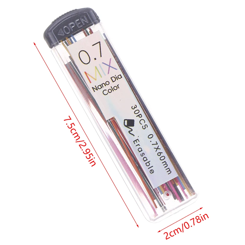 Recarga automática de chumbo colorida de 0,7 mm HB grafite chumbo arte esboço pintura lápis leva papelaria