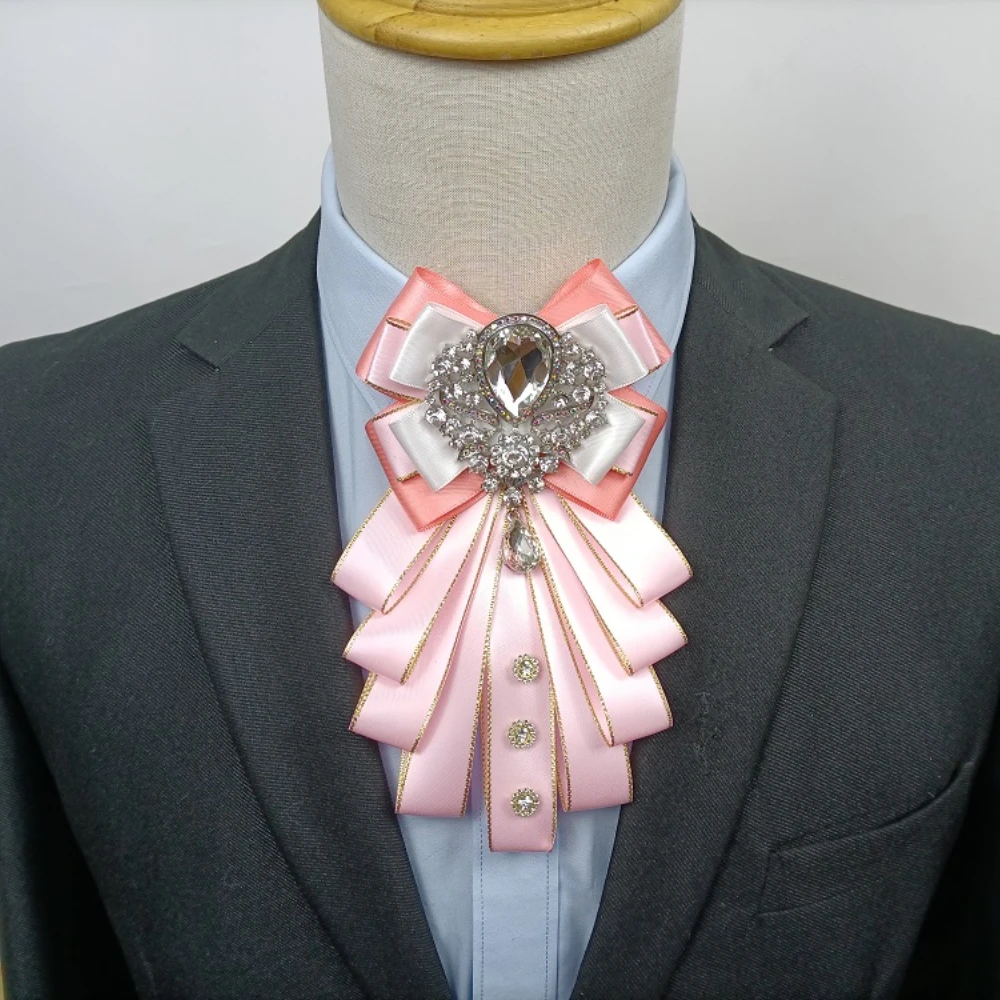 Pajarita de moda para hombres y mujeres, vestido de banquete de negocios, camisa de novio de boda, diamantes de imitación de lujo, accesorios de