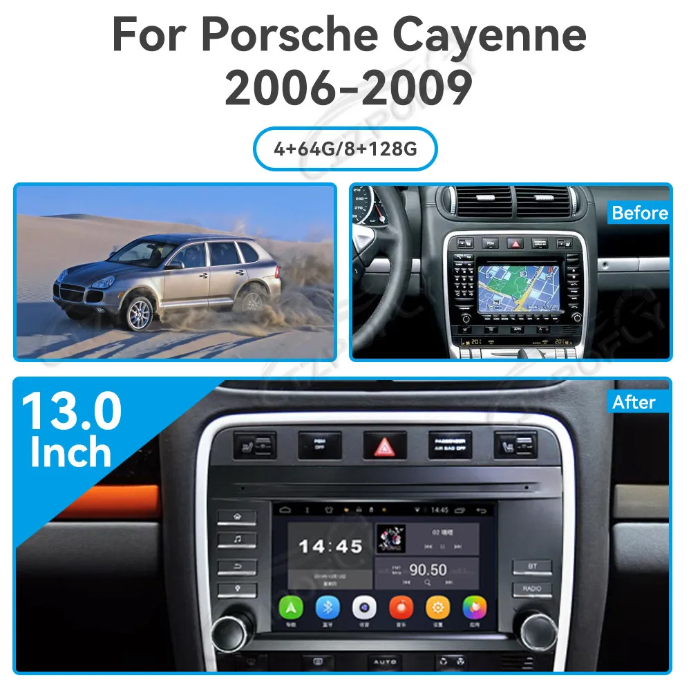 

Car Radio With Bluetooth For Porsche Cayenne 2003-2006 2007 2008 2009 2010 GPS Navigation Automotive Multimedia Stereo Receiver